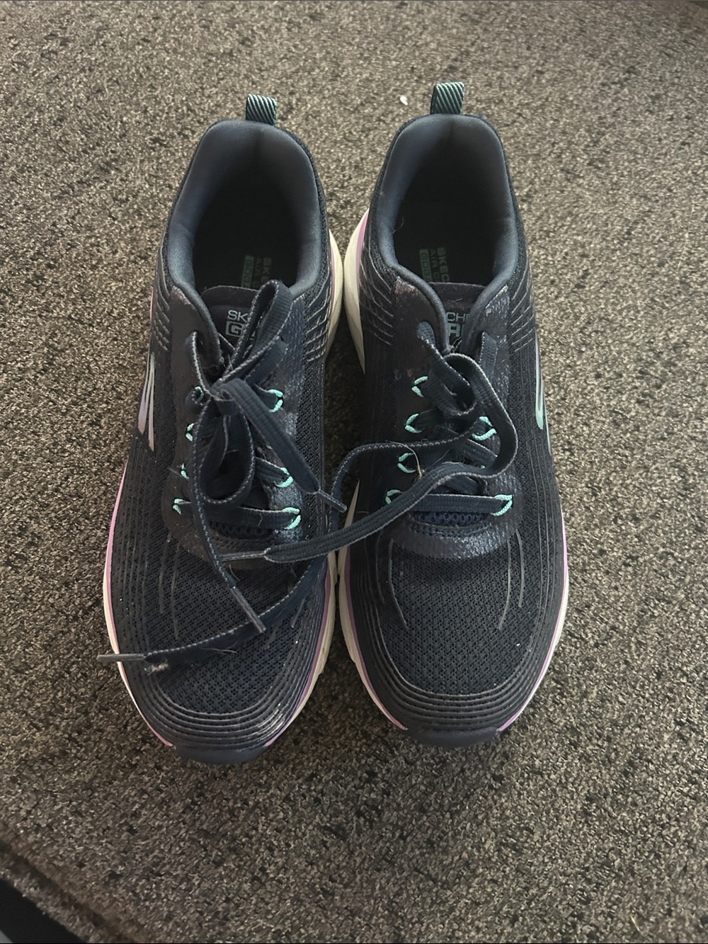 Skechers Kids Navy Sneakers with Mint and Pink Accents